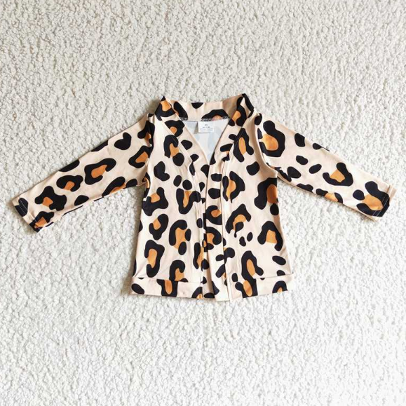 GT0038 Leopard Print Long Sleeve Cardigan Top