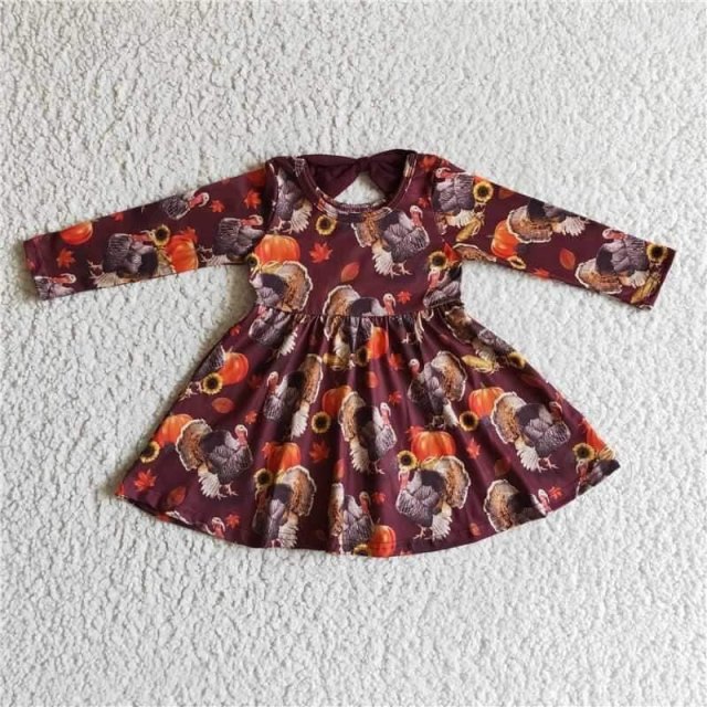 GLD0053 baby long sleeve  Thanksgiving dress