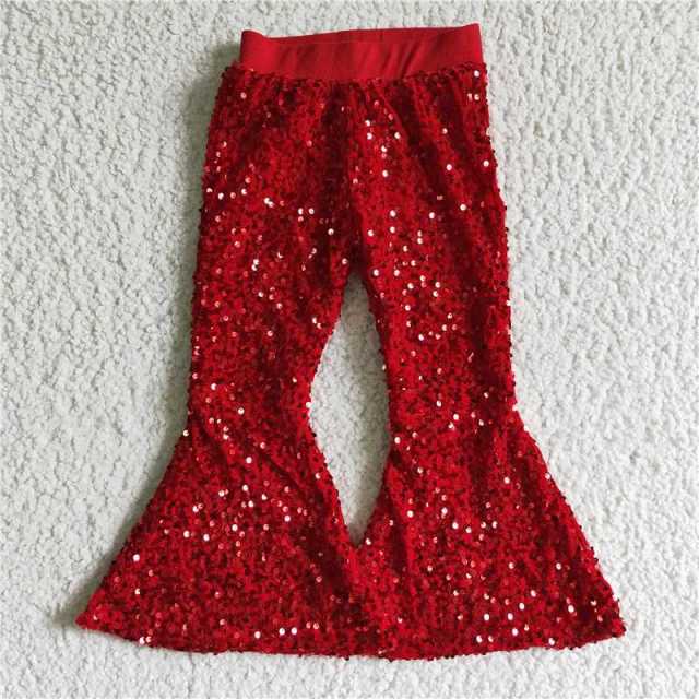 B4-11 kids sequins red pants