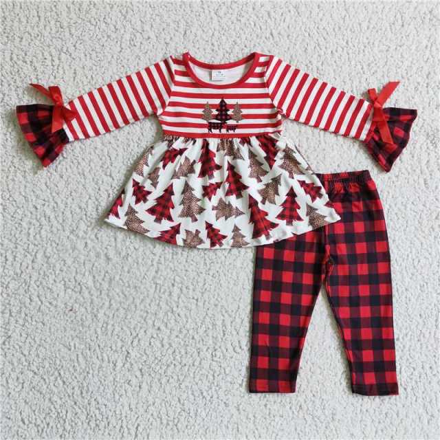 GLP0084 kids Christmas clothes long sleeve top with pants set