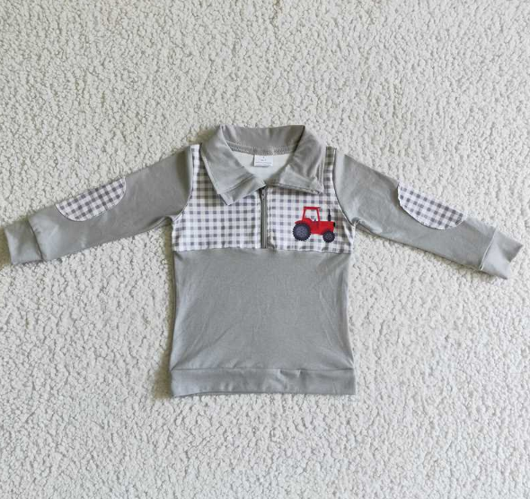 BT0035 Boys Red Trolley Zip Long Sleeve Top