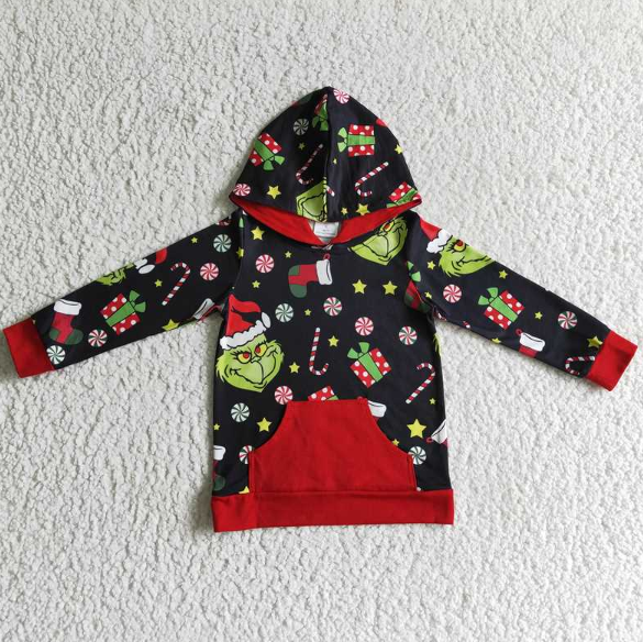 BT0069 Boys  Gift Hooded Pocket Long Sleeve Top