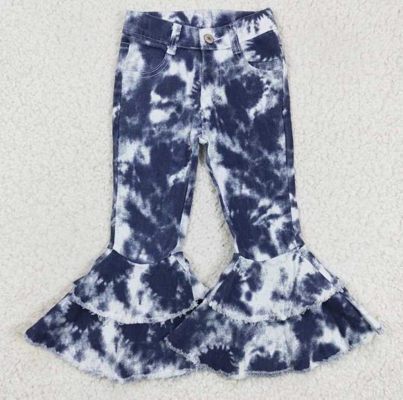 P0035  Blue Tie Dye Double Lace Jeans