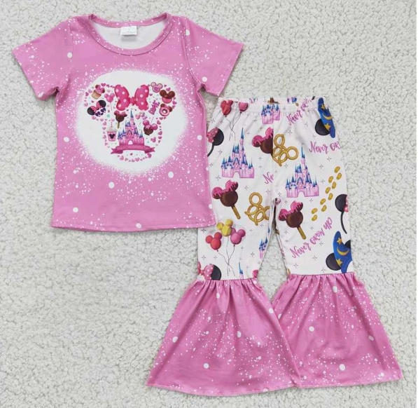 GSPO0251 Girls Castle Pink Short Sleeve Trouser Set