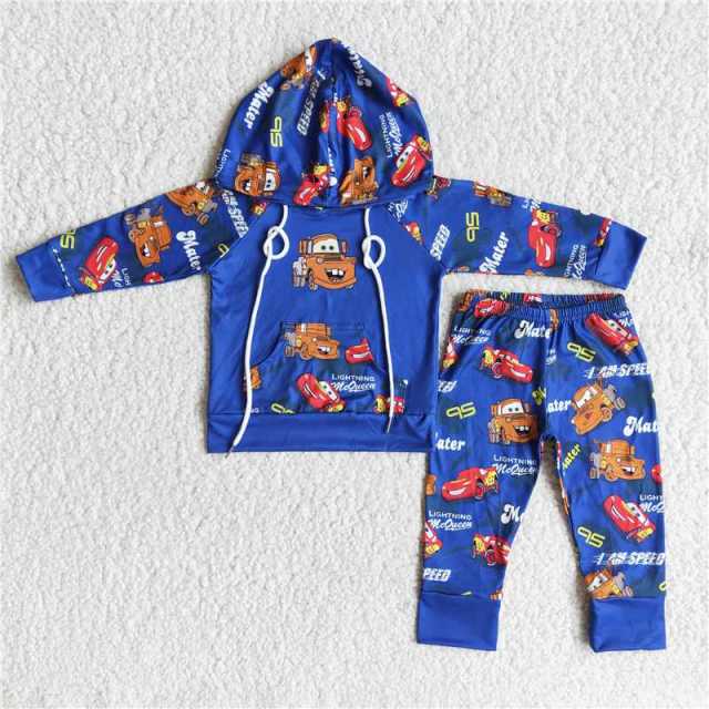 Cartoon hoodie outfits boys winter clothes kids hooded set