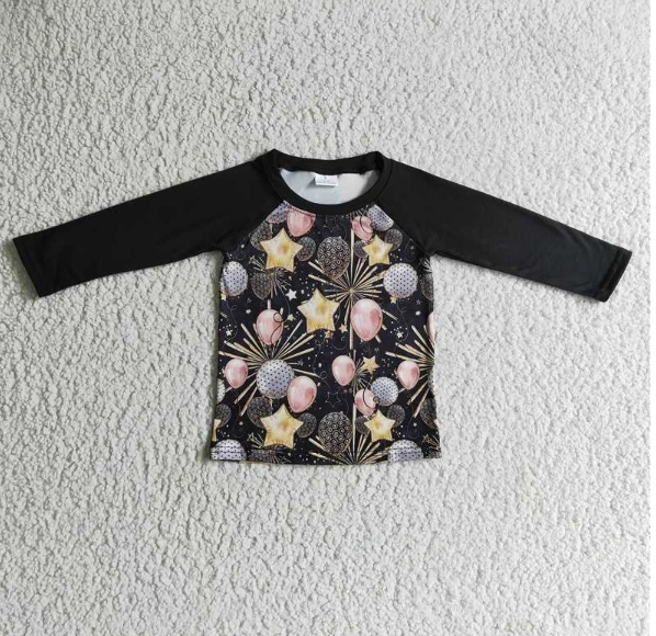 BT0072Boys Fireworks New Year Balloon Long Sleeve Top