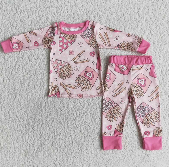6 A30-14 French fries pink pajama set