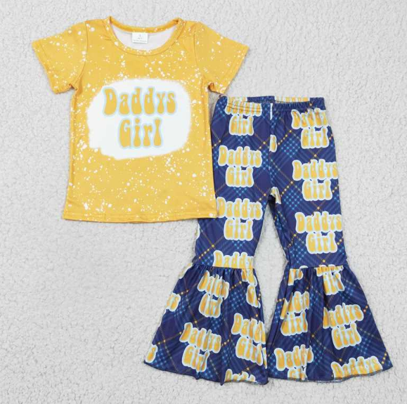 GSPO0357 Girl DADDYS GIRL yellow short-sleeved trouser suit