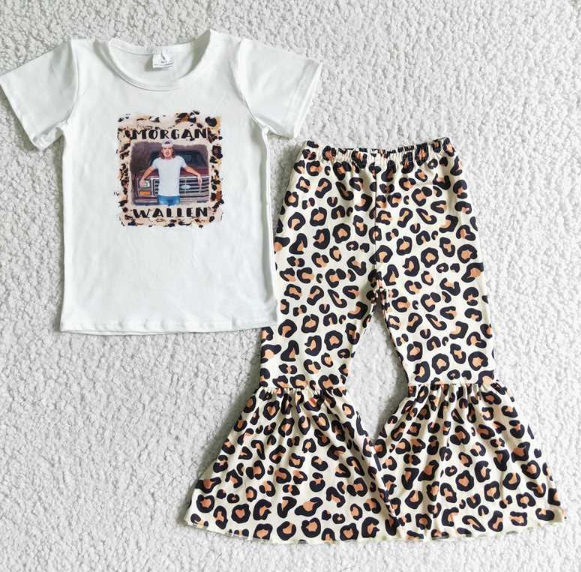 B10-24 Singer White T Leopard Pants Set