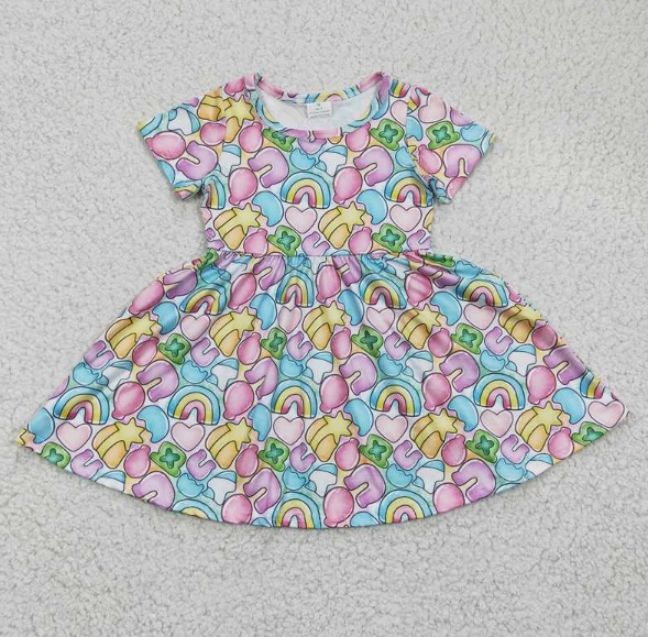 GSD0171 Girls Rainbow Balloon Short Sleeve Dress