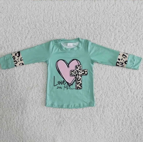 6 B10-18 Easter cross love long sleeve top