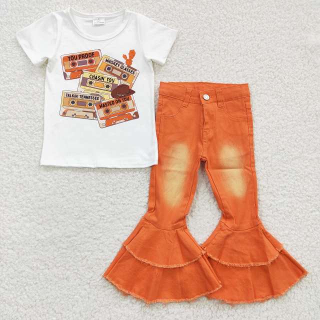 GT0131 E1-11 short sleeve and orange jeans set