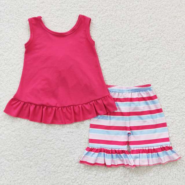 GSSO0209  girls short sleeve shorts two piece set