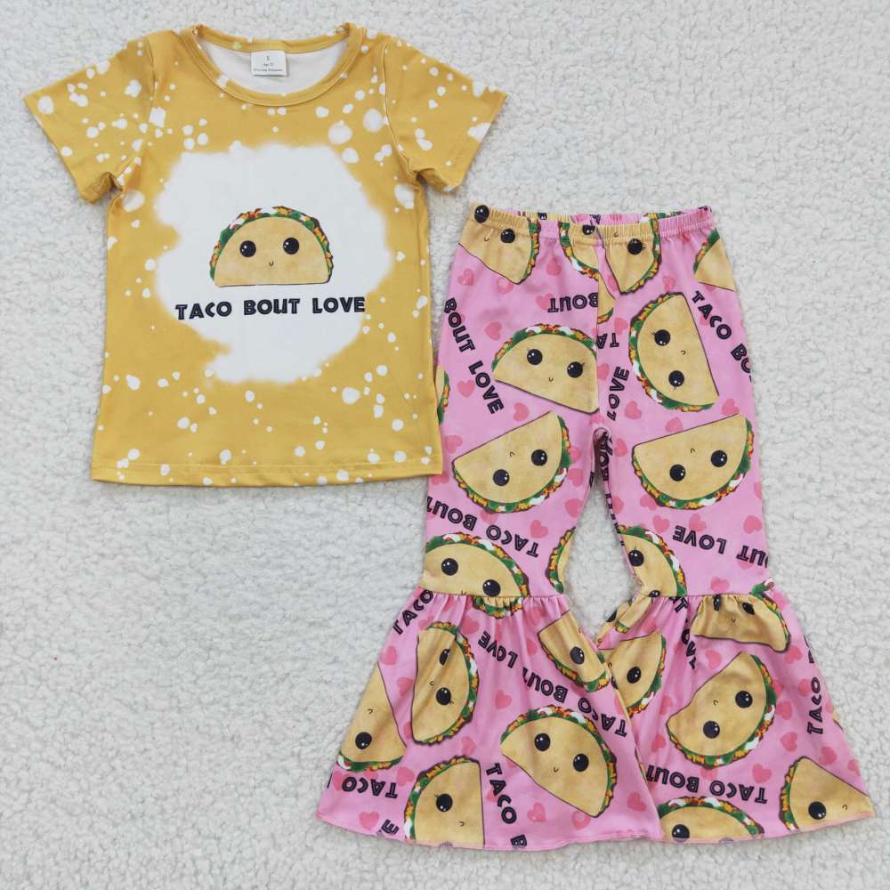 GSPO0347 Girls TACO Yellow Short Sleeve Top Pants Summer Suit