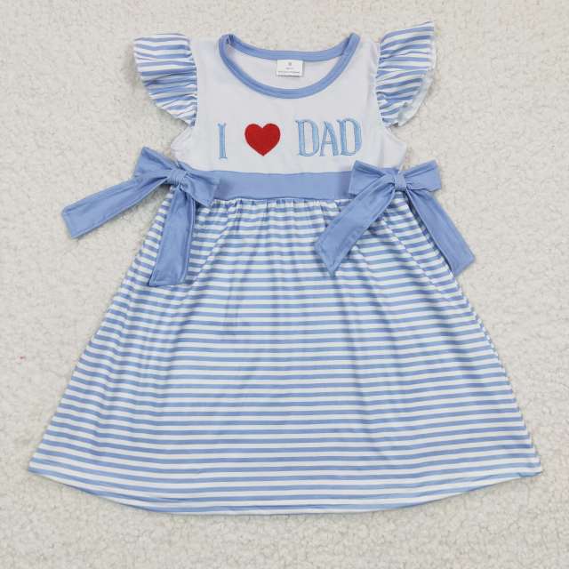 GSD0256 Girls Embroidery love DAD Fly Sleeves Dress Summer