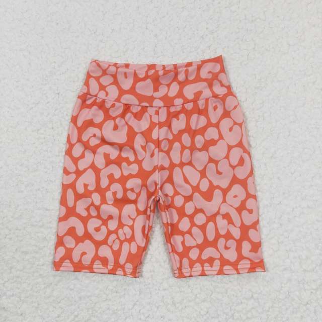 SS0035 girls clothes orange leopard shorts cycling pants summer set