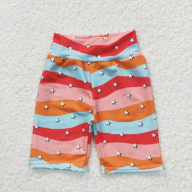 SS0033 girls color striiped stars shorts cycling pants summer set