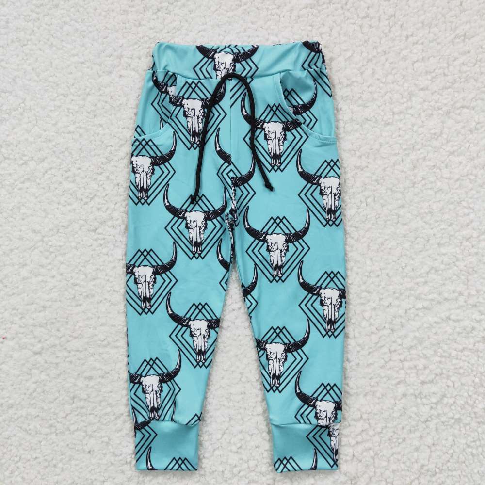 P0087 children cow head blue clothes tied pants