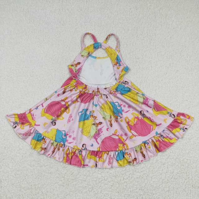 GSD0281 Girls Disney Princess Pink Suspender Dress summer