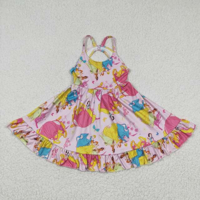 GSD0281 Girls Disney Princess Pink Suspender Dress summer