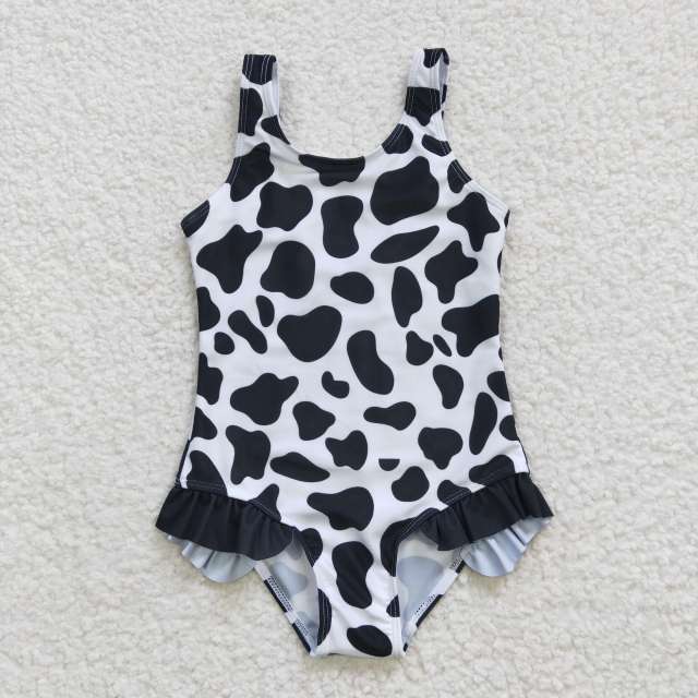 S0051 Baby Girls cow pattern jumpsuit swimsuit·new arrival