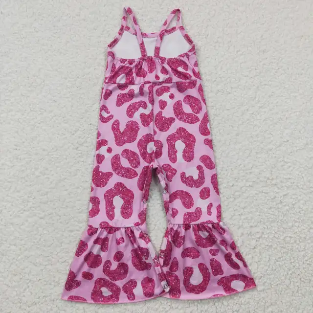 SR0216 girls rose red leopard vest jumpsuit clothes