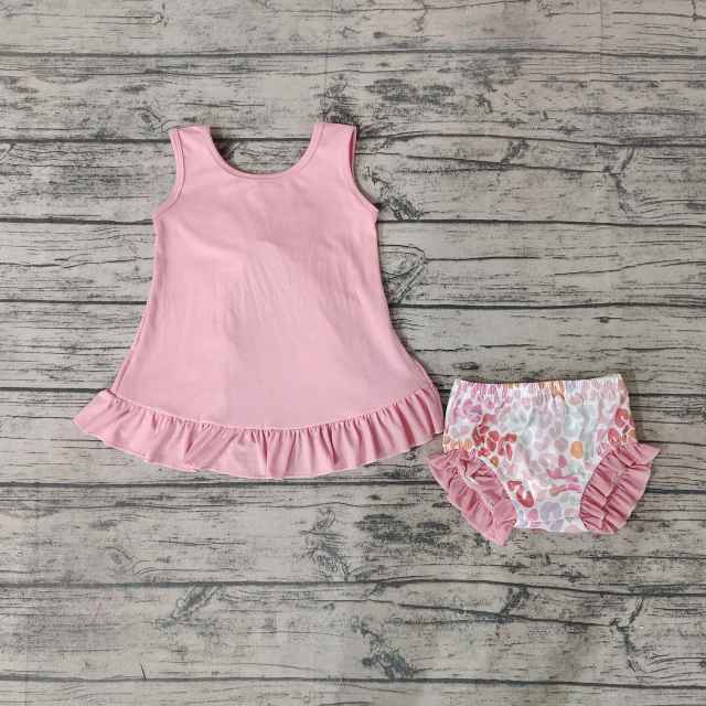 Pre-sale Girls short-sleeved set pink sleeveless lace briefs summer set