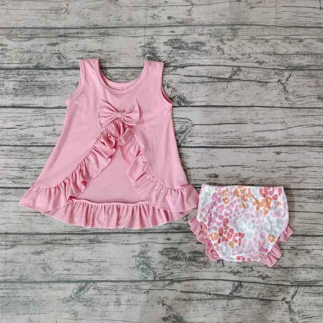 Pre-sale Girls short-sleeved set pink sleeveless lace briefs summer set