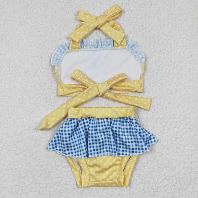 S0060 Girls Summer Clothes Disney snow white Princess Yellow Swimsuits Outfits