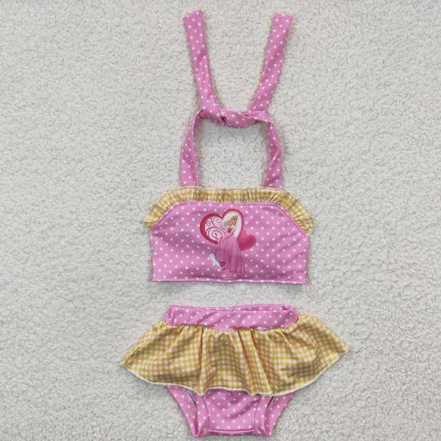 S0058 Girls Summer Clothes Disney Princess pink Swimsuits Outfits