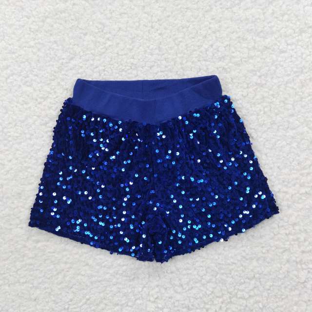 SS0038 Girls Sapphire Blue Sequined Shorts Summer
