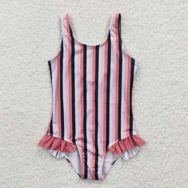 S0049 Baby Girls color striped jumpsuit swimsuit·new arrival
