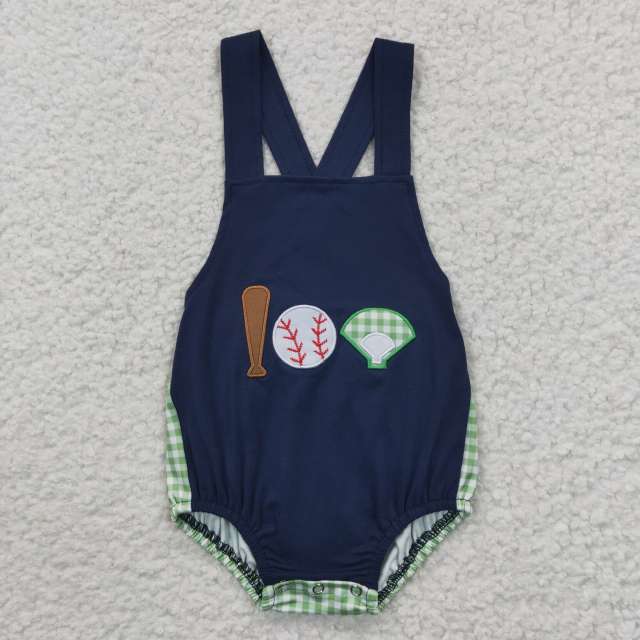 SR0272 boys embroidery playing baseball navy blue vest jumpsuit clothes