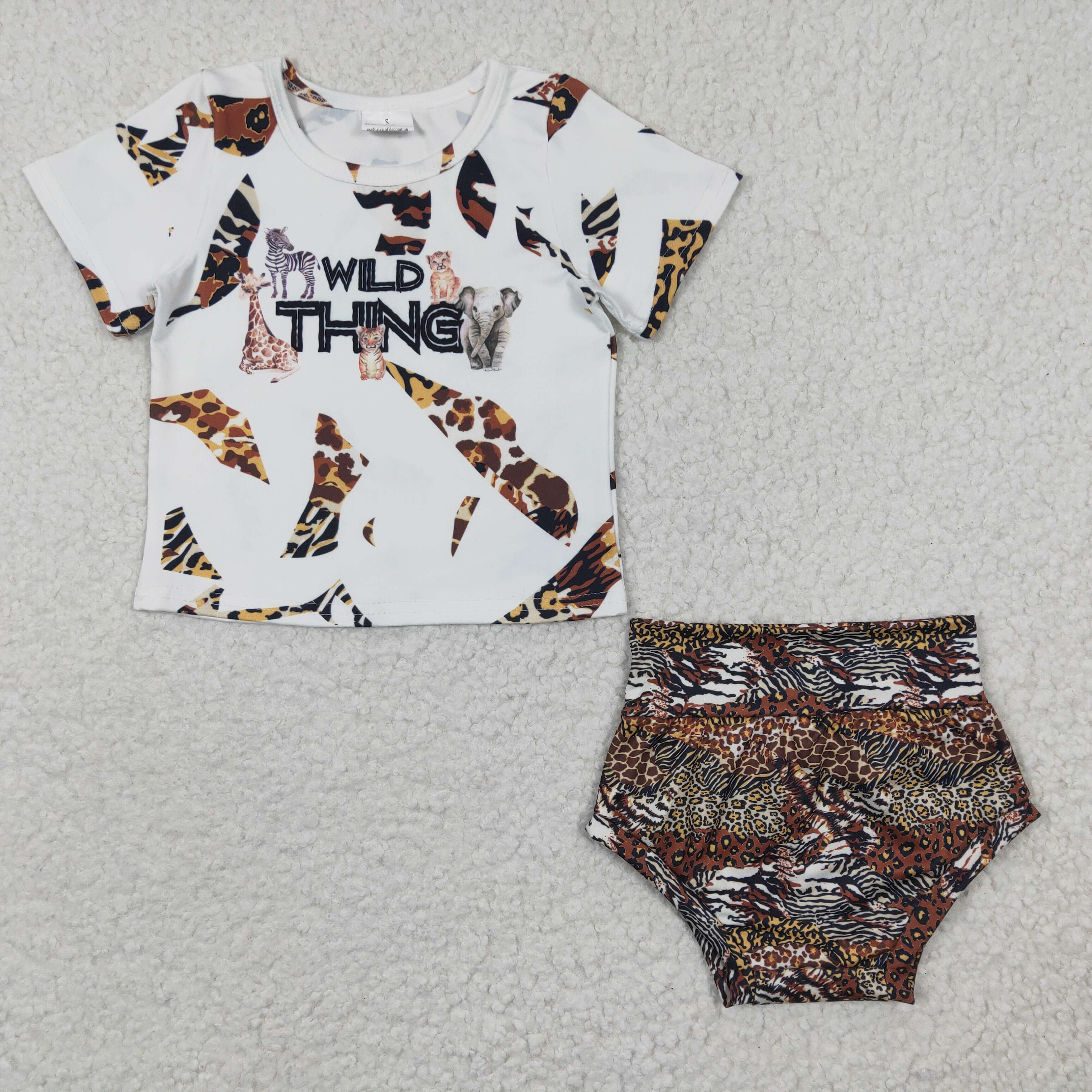 GBO0096 Girls WILD THING leopard short sleeve briefs summer set