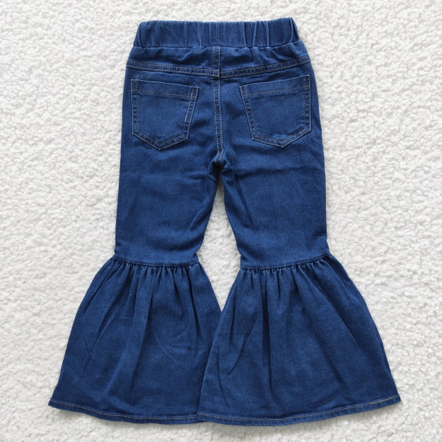 P0071  Girls Blue Elastic Denim Flared Jeans Summer