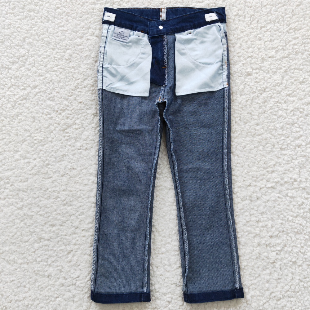 P0075  Girls Blue Bleached Denim Pants