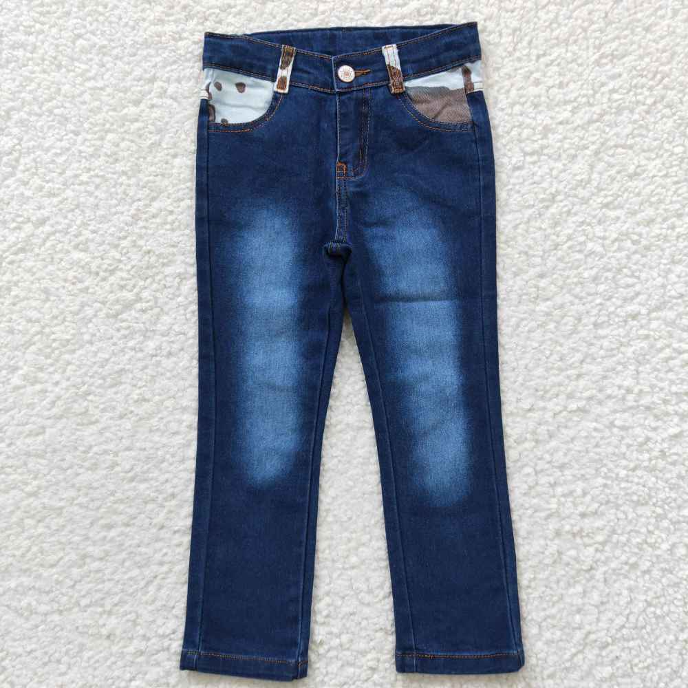 P0075  Girls Blue Bleached Denim Pants