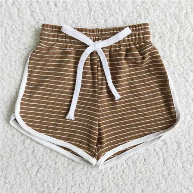 B0-18 girls Size 1 Brown Stripe Shorts boutique Summer Clothes