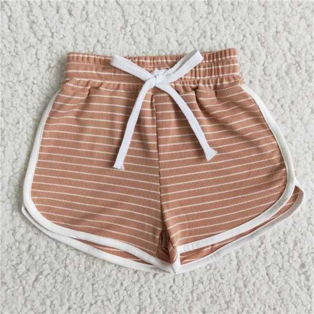 B0-19 girls Size 6 Tan Stripe Shorts boutique Summer Clothes