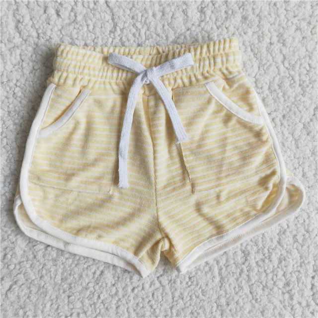 B0-22  girls Apricot Pinstripe Pocket Shorts boutique Summer Clothes