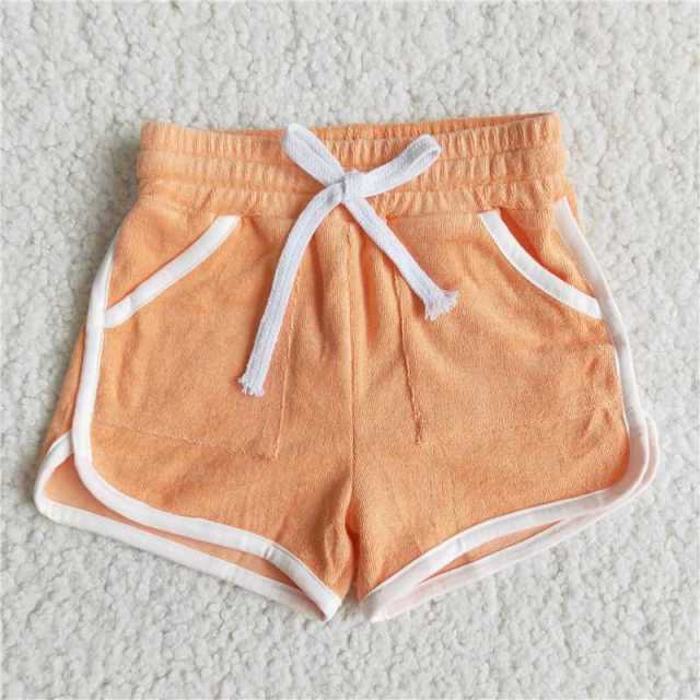 B0-25 girls orange pocket shorts boutique Summer Clothes