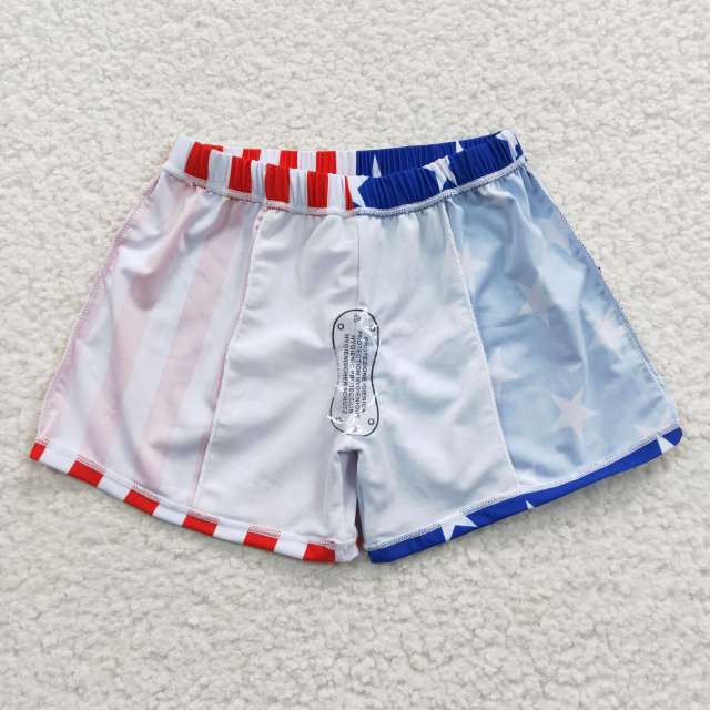 S0089 Boys National Day Stars Stripe Swim Trunks Summer Clothes