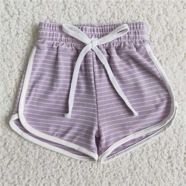 B0-10 girls Purple Stripe Shorts boutique Summer Clothes