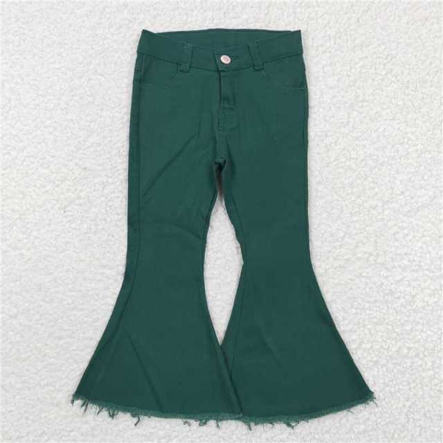 P0073 Girls Ｇreen Denim Jeans Pants