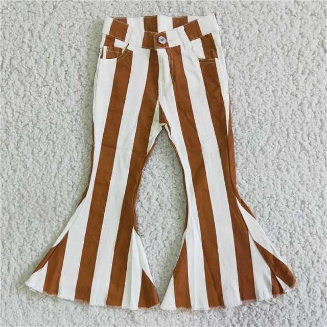 E5-24 Girls 0.85 striped denim flared pants 400g