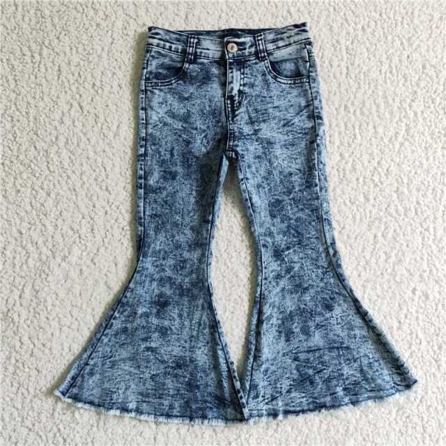 P0008  Girls Light Blue Denim Flared Jeans Pants
