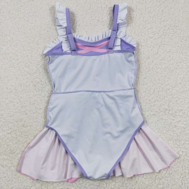 S0133 Girls Summer Clothes Purple Pink Vest Jumpsuit Swimsuit Outfits