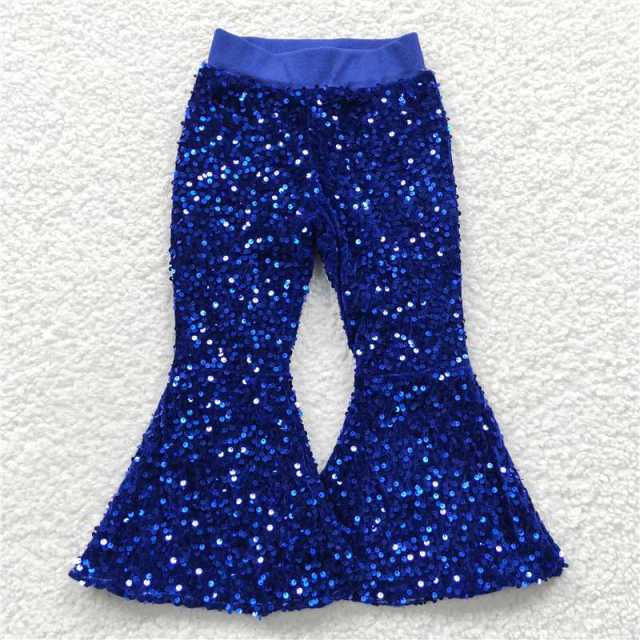 P0077 Girls Royal Blue Sequined Pants