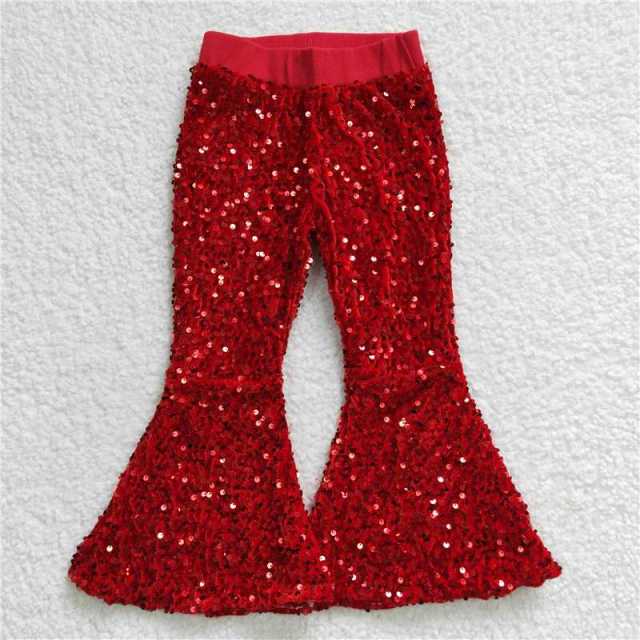B4-11 Girls Red Sequined Pants