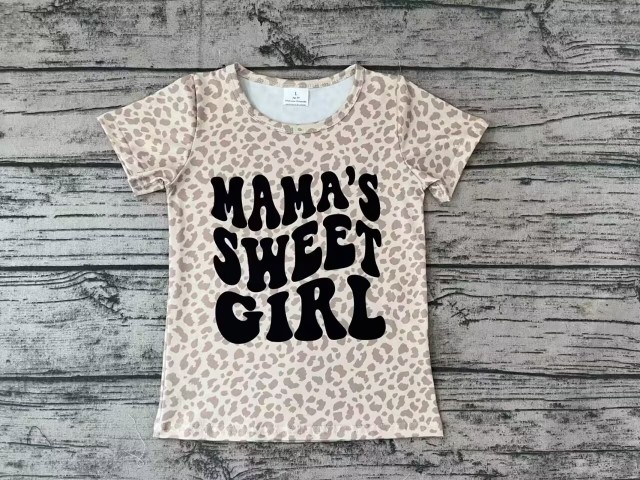 Pre-order girls summer clothes mamas sweet girl leopard short sleeve top